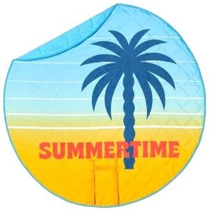Summertime Round Picnic Blanket‎ Beach 60" x 60" Sun Squad Oeko-Tex NEW